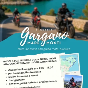 Moto itinerario con guida turistica "Gargano mare e monti" - 3 maggio 2026
